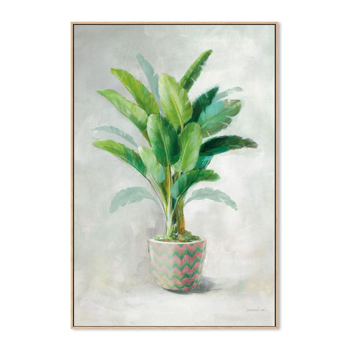 wall-art-print-canvas-poster-framed-Greenhouse Palm Chevron Pot, Style B-by-Danhui Nai-Gioia Wall Art