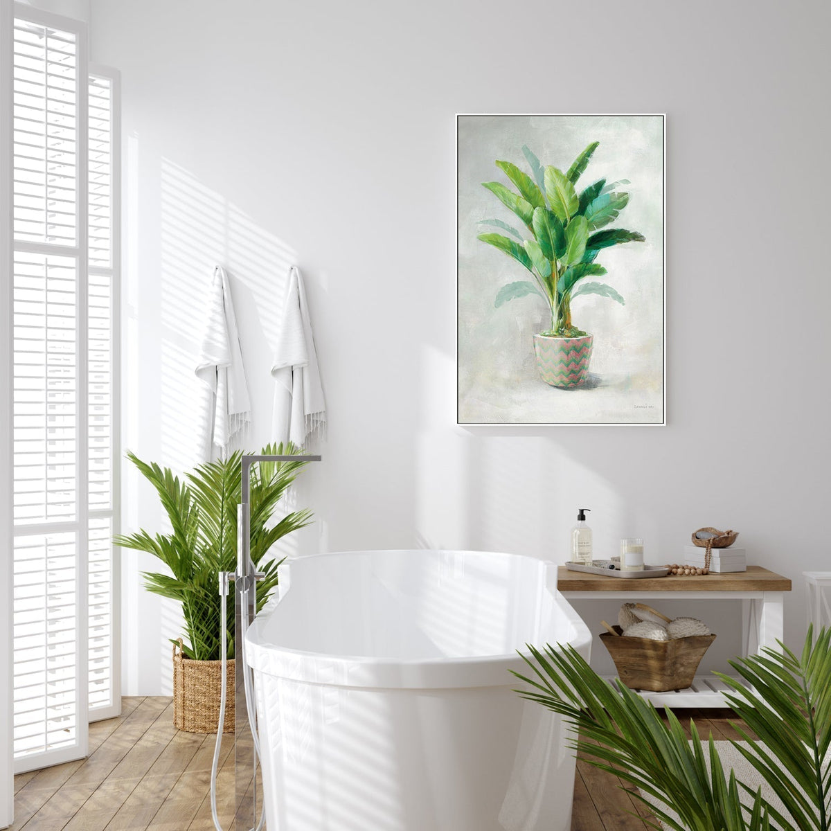 wall-art-print-canvas-poster-framed-Greenhouse Palm Chevron Pot, Style B-by-Danhui Nai-Gioia Wall Art