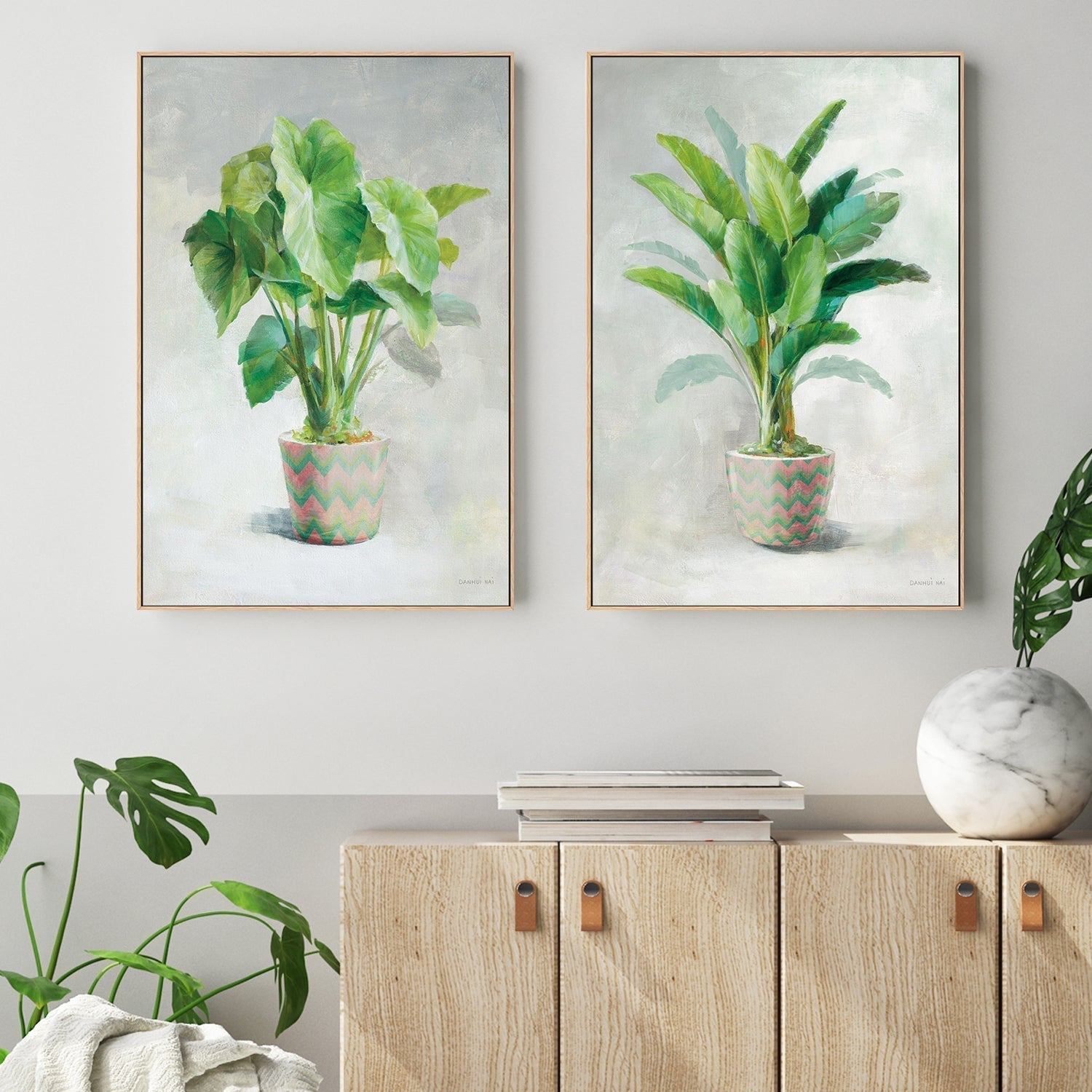 wall-art-print-canvas-poster-framed-Greenhouse Palm, Set of 2-by-Danhui Nai-Gioia Wall Art
