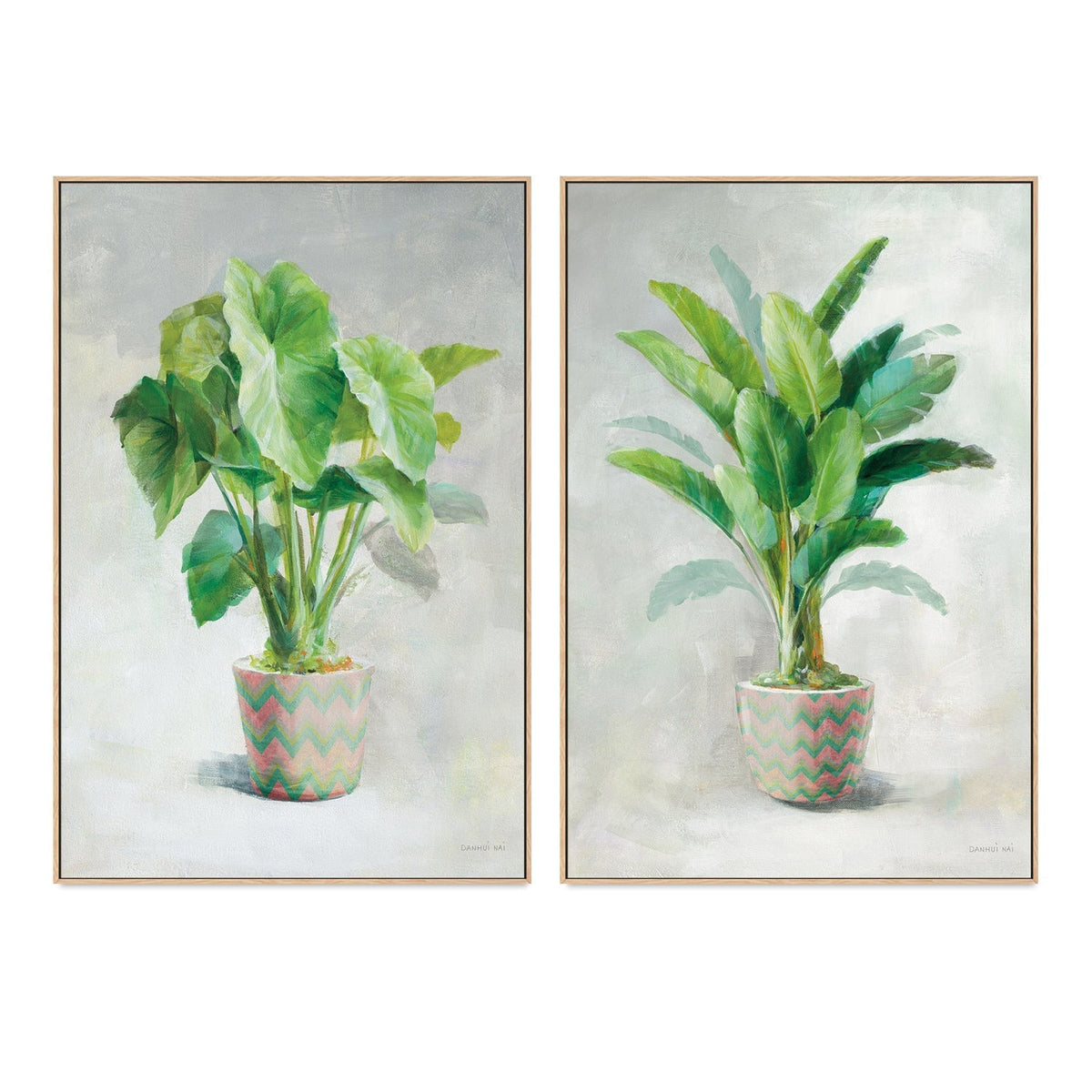 wall-art-print-canvas-poster-framed-Greenhouse Palm, Set of 2-by-Danhui Nai-Gioia Wall Art