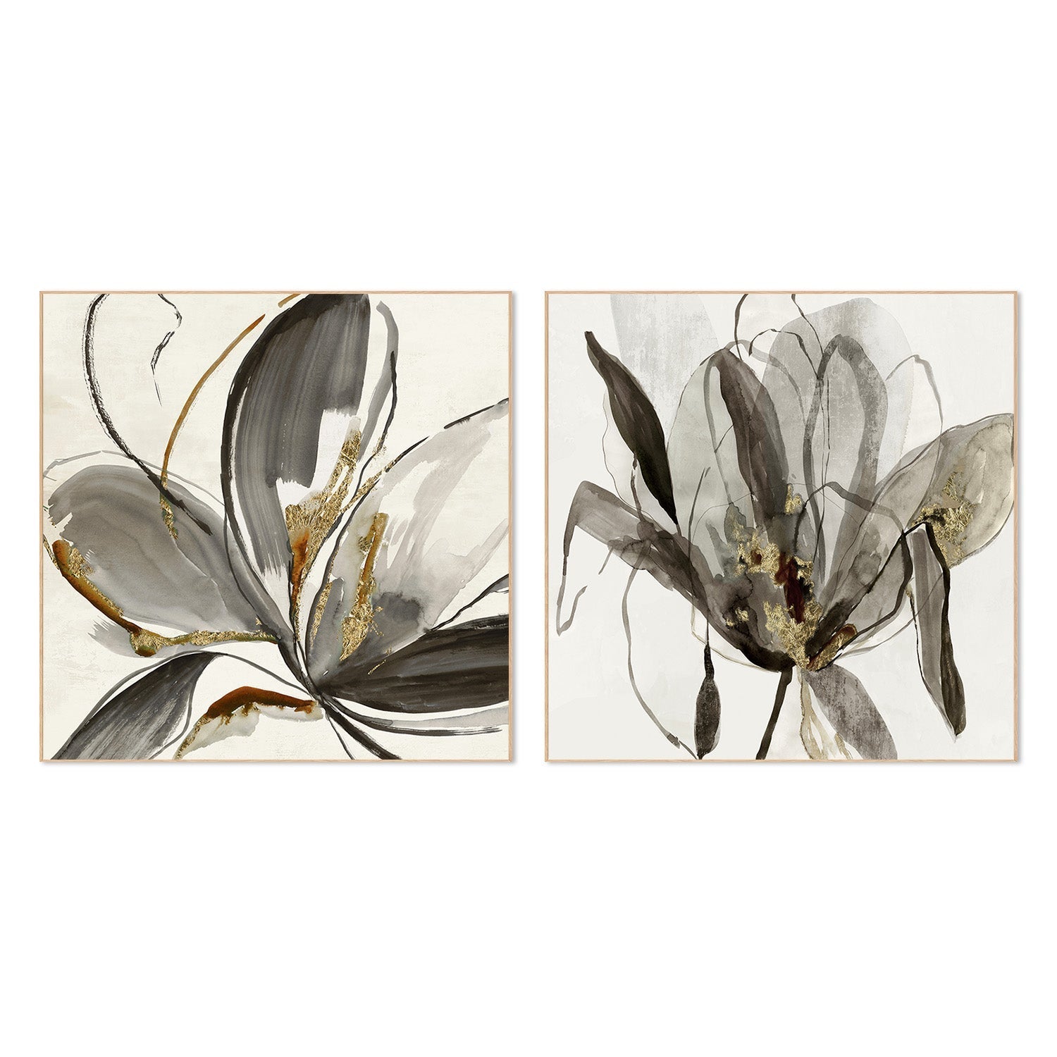wall-art-print-canvas-poster-framed-Grey Glory & Charcoal In Bloom, Set Of 2 , By Asia Jensen-4