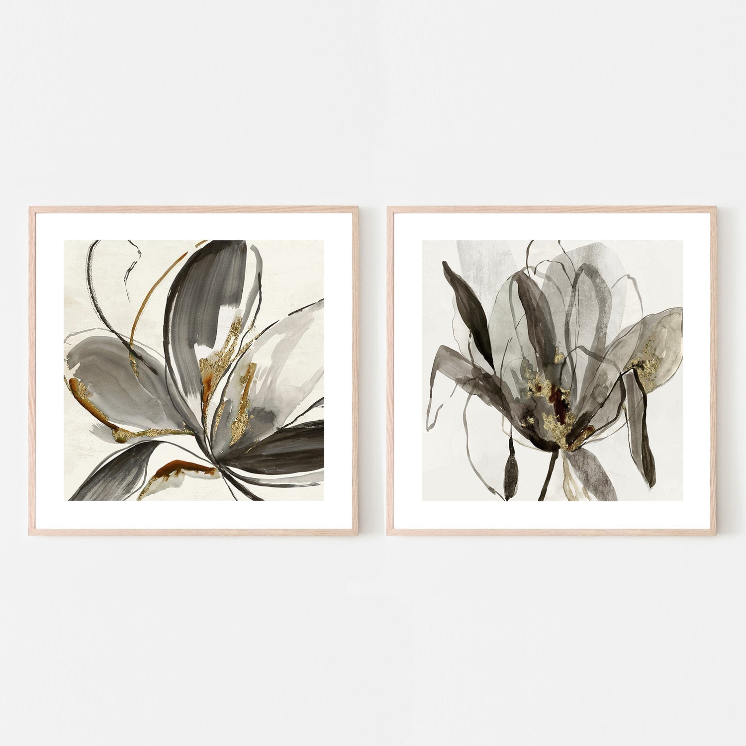 wall-art-print-canvas-poster-framed-Grey Glory & Charcoal In Bloom, Set Of 2 , By Asia Jensen-6