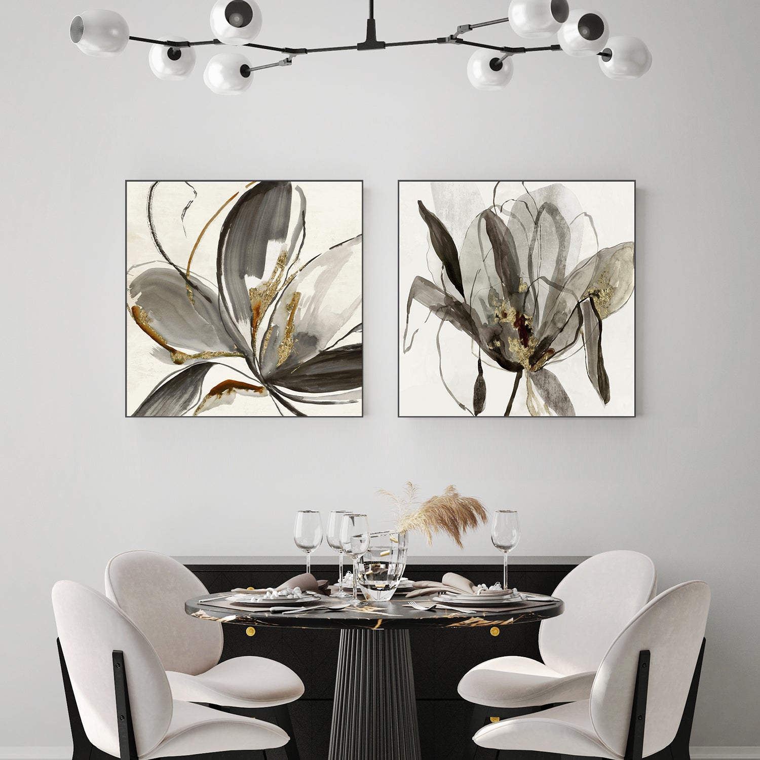 wall-art-print-canvas-poster-framed-Grey Glory & Charcoal In Bloom, Set Of 2 , By Asia Jensen-7