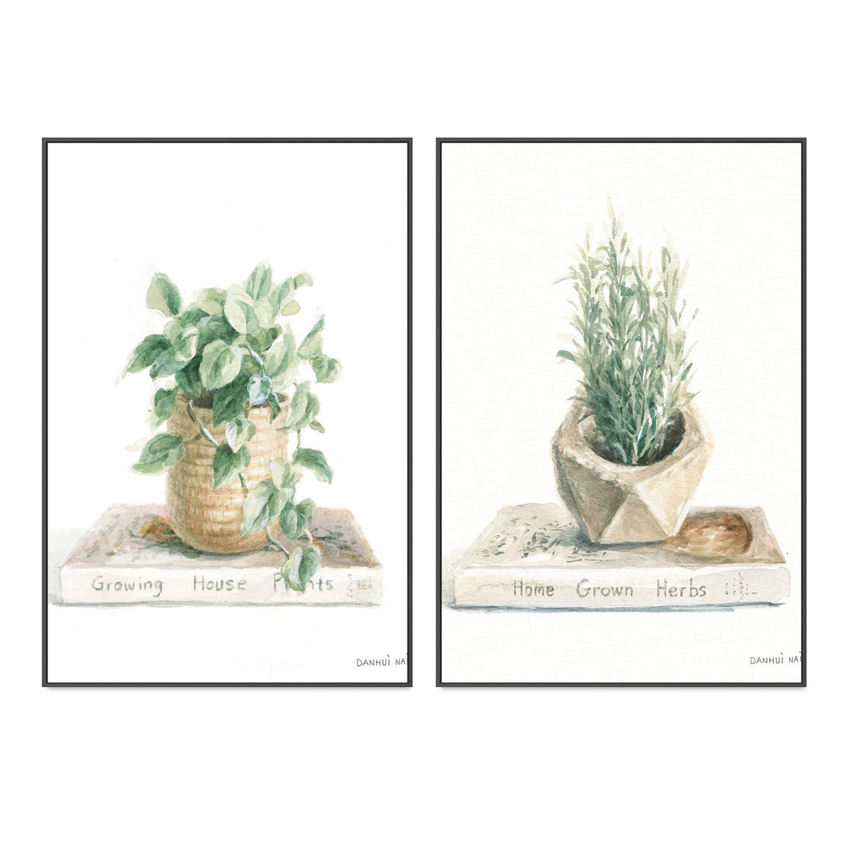 wall-art-print-canvas-poster-framed-Grown at Home, Set of 2-by-Danhui Nai-Gioia Wall Art
