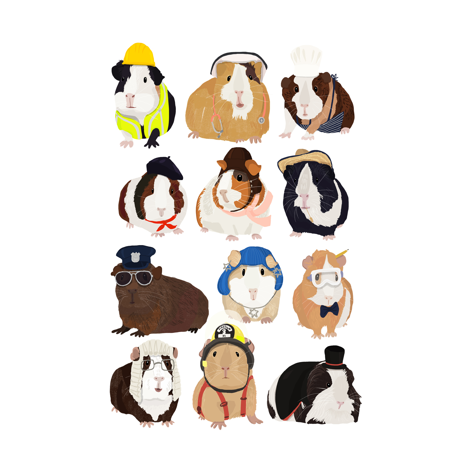 wall-art-print-canvas-poster-framed-Guinea Pig Working, By Hanna Melin-GIOIA-WALL-ART