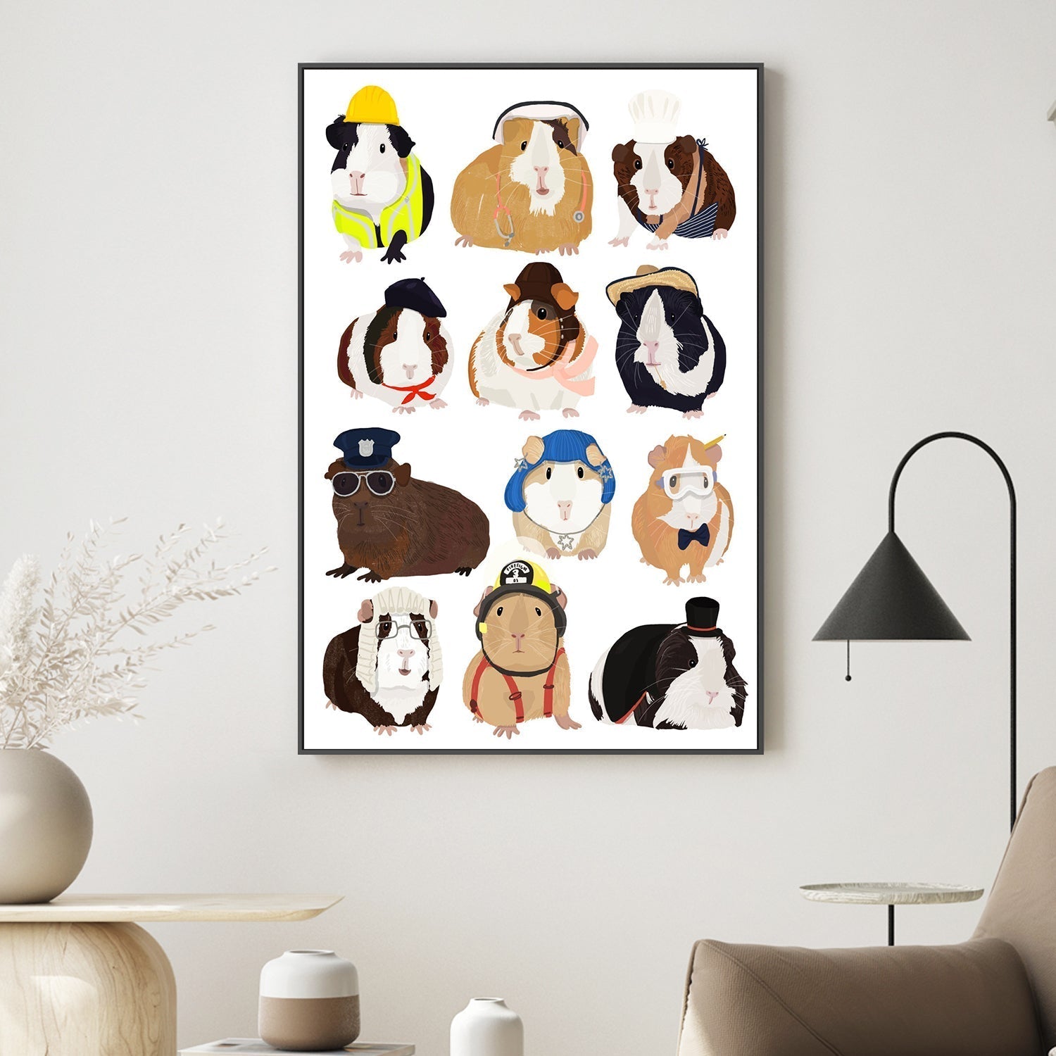 wall-art-print-canvas-poster-framed-Guinea Pig Working, By Hanna Melin-GIOIA-WALL-ART
