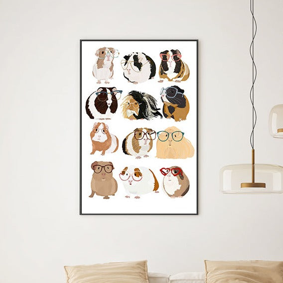wall-art-print-canvas-poster-framed-Guinea Pigs In Glasses, By Hanna Melin-GIOIA-WALL-ART