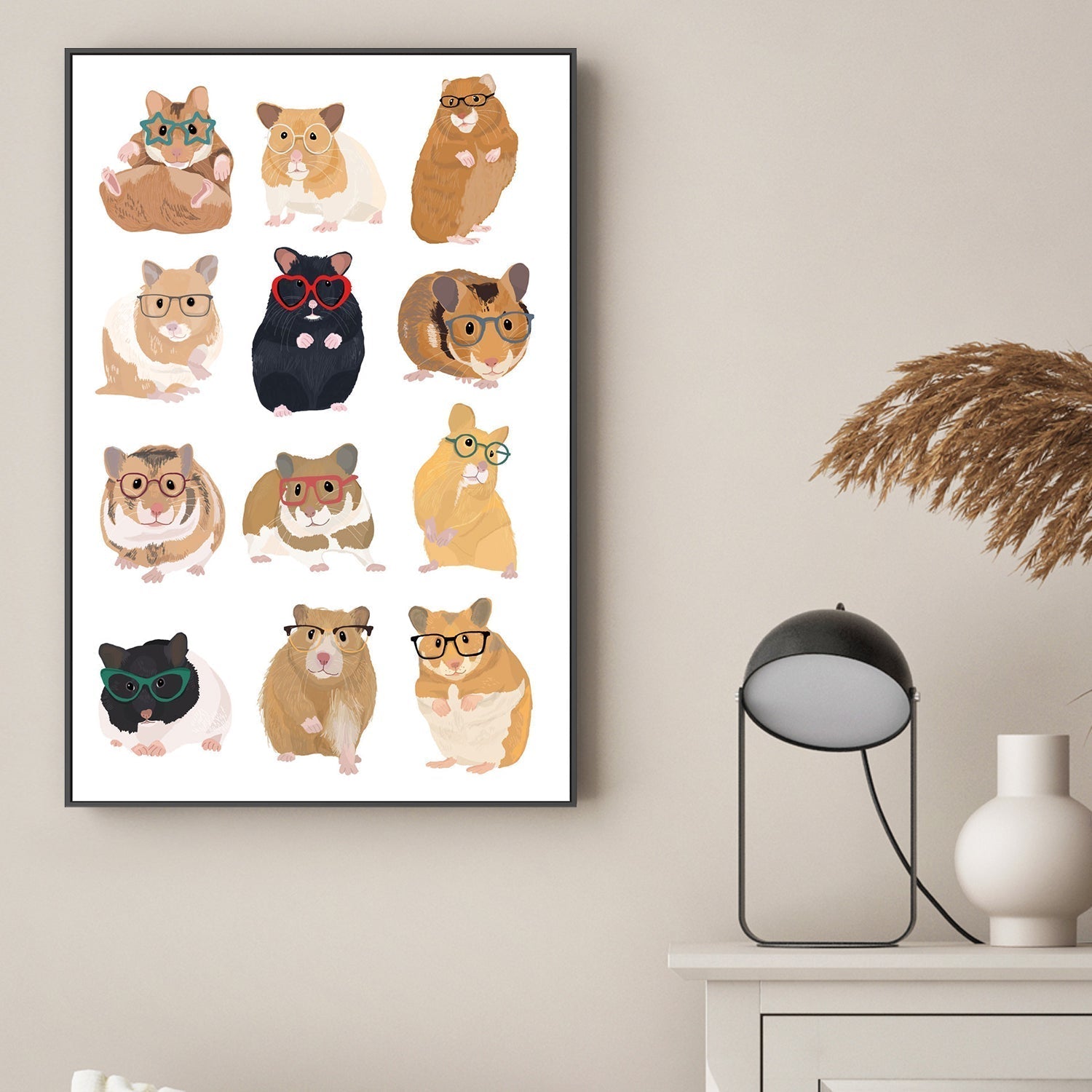 wall-art-print-canvas-poster-framed-Hamsters In Glasses, By Hanna Melin-GIOIA-WALL-ART
