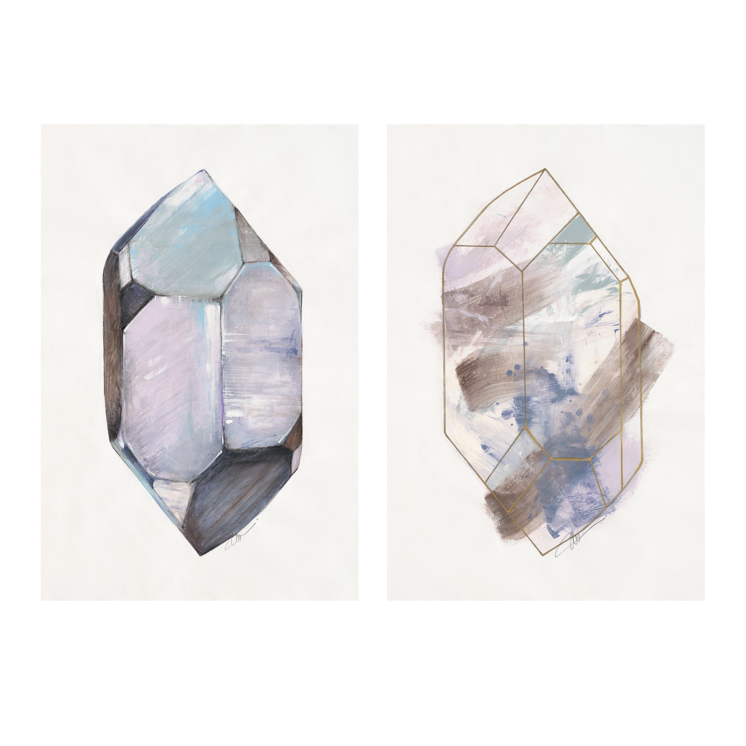 wall-art-print-canvas-poster-framed-Healing Crystal & Crystal Reflection, Set Of 2 , By Filippoloco-1