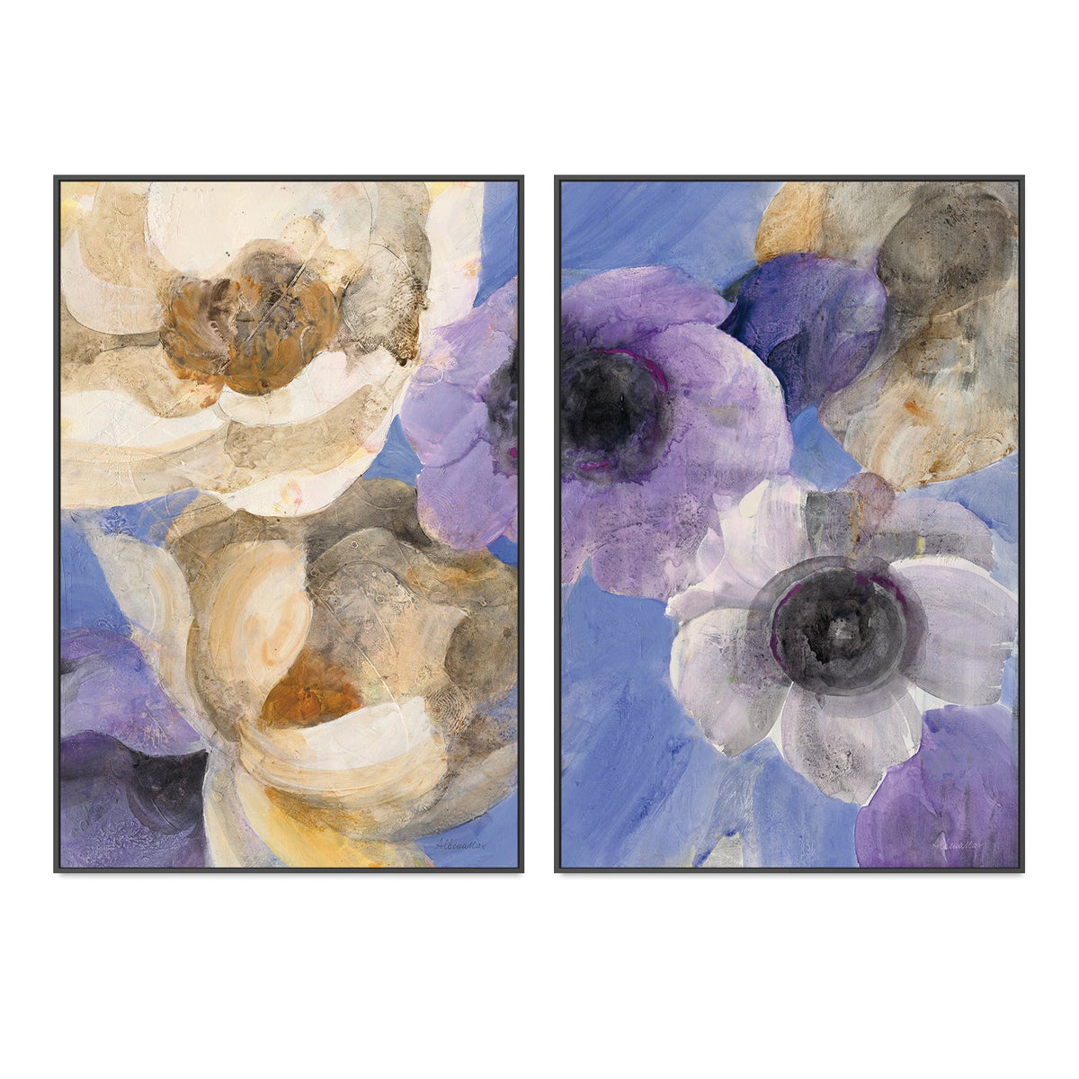wall-art-print-canvas-poster-framed-Heather, Style A & B, Set Of 2 , By Albena Hristova-GIOIA-WALL-ART