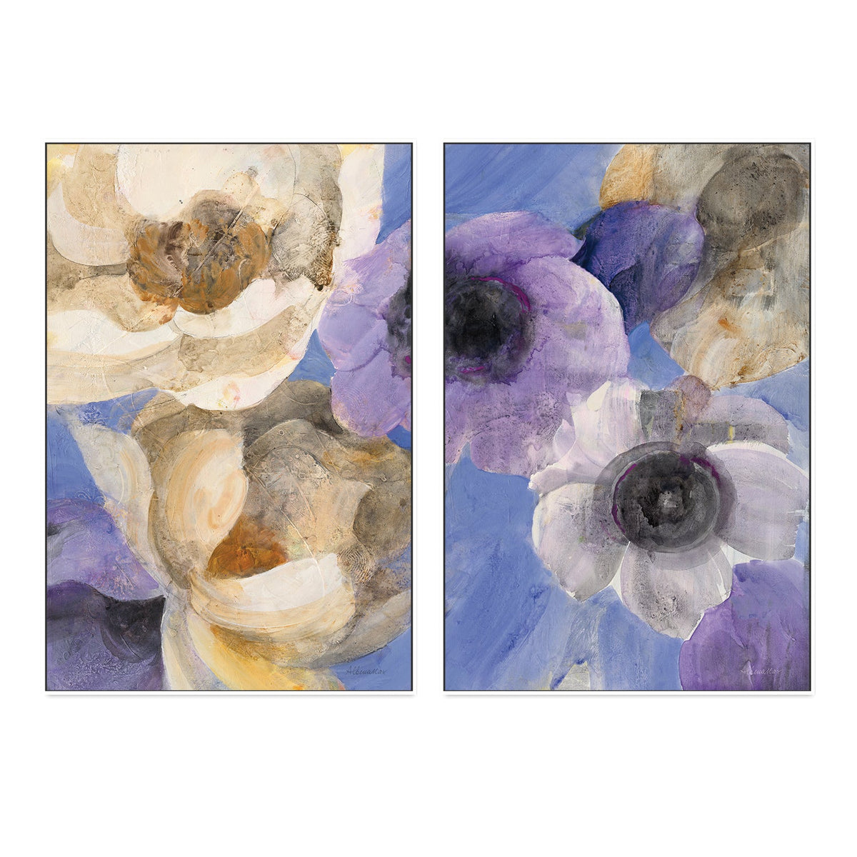 wall-art-print-canvas-poster-framed-Heather, Style A & B, Set Of 2 , By Albena Hristova-GIOIA-WALL-ART