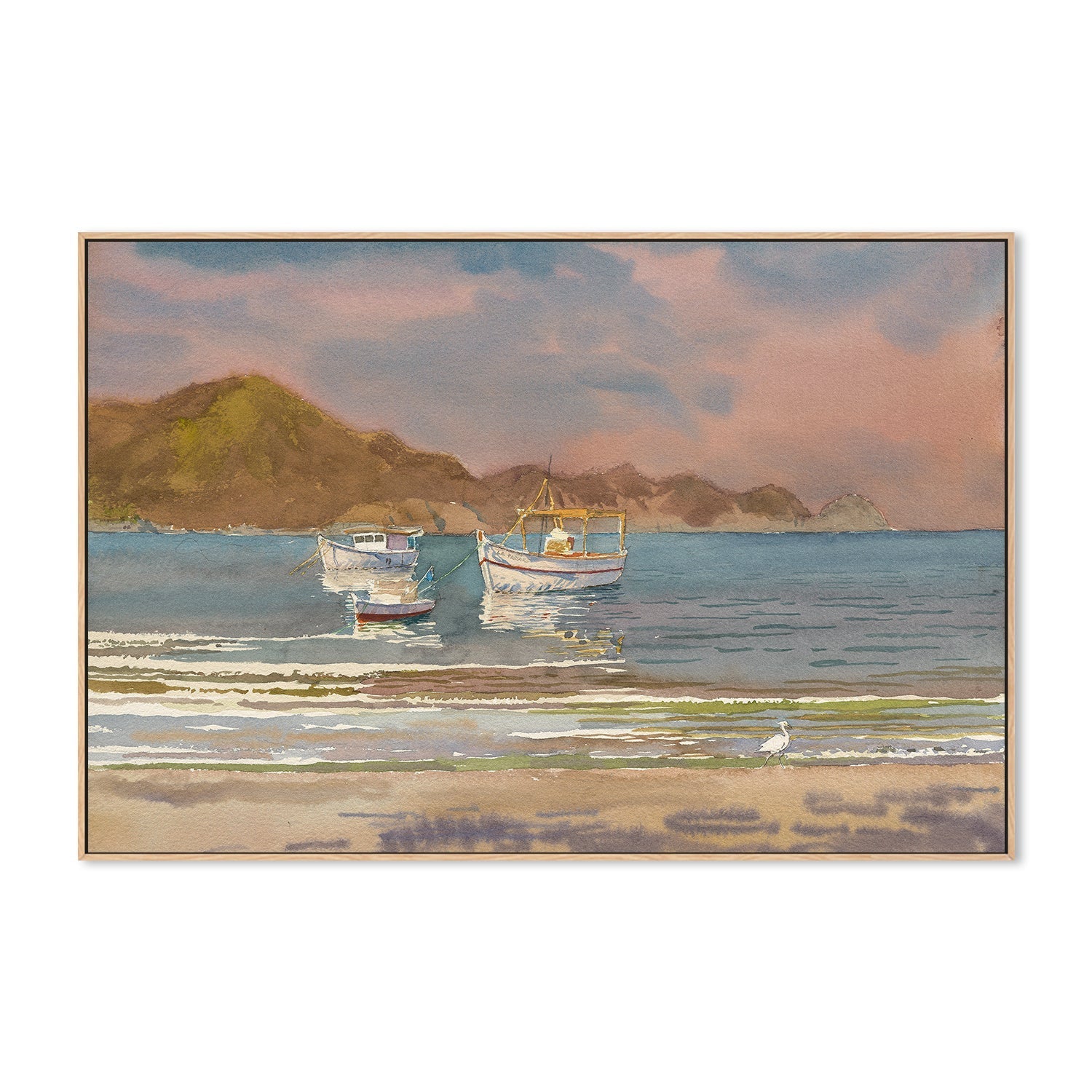 wall-art-print-canvas-poster-framed-Heron and Boats , By David Dallison-4