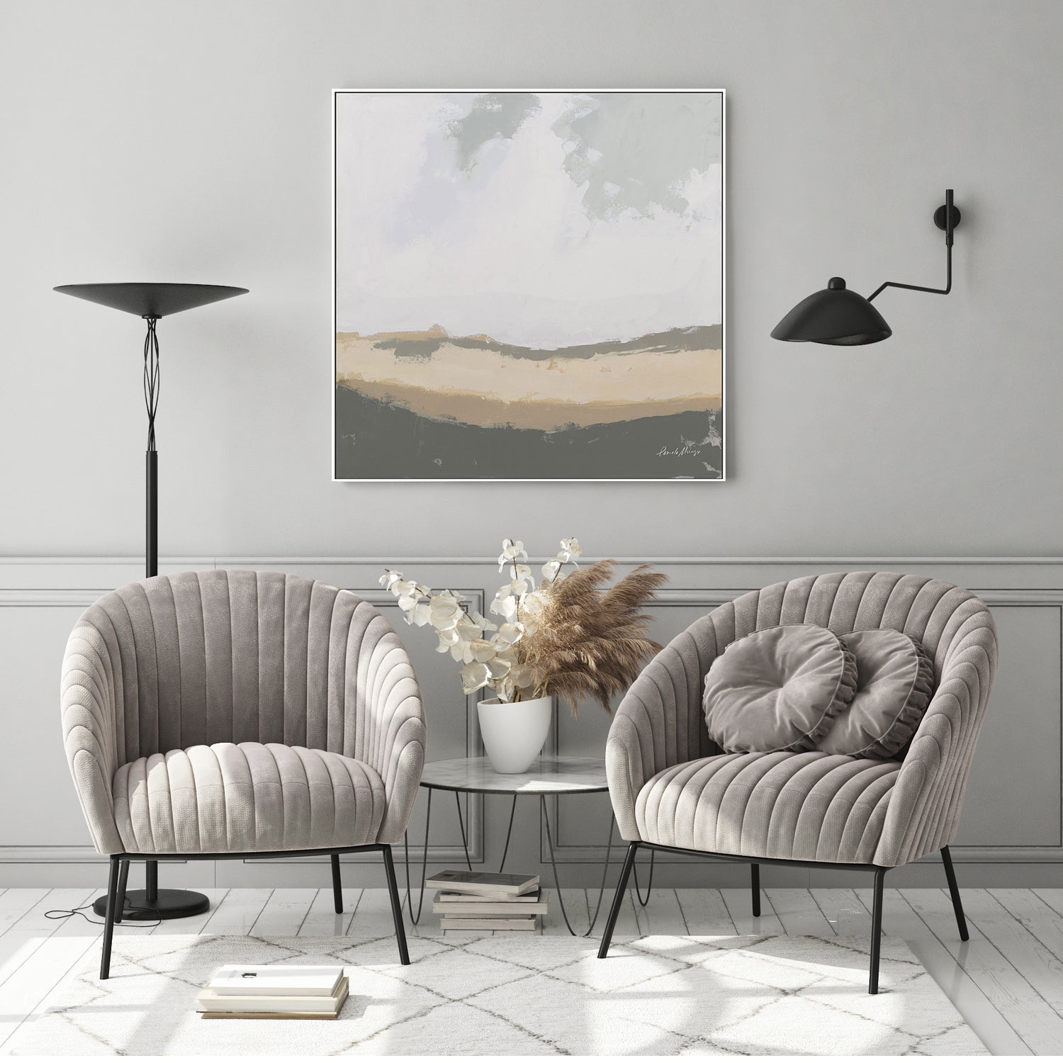wall-art-print-canvas-poster-framed-Hills Beyond Hills Neutral-by-Pamela Munger-Gioia Wall Art