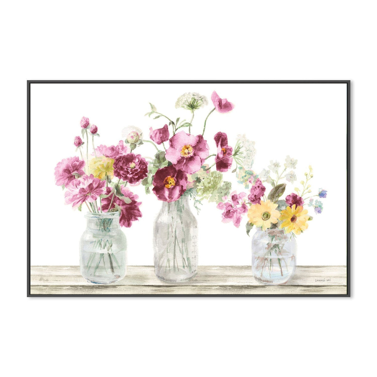 wall-art-print-canvas-poster-framed-Homegrown Summer, Pink and White-by-Danhui Nai-Gioia Wall Art