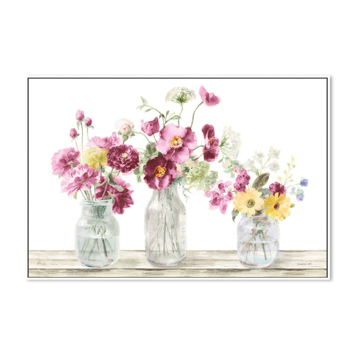 wall-art-print-canvas-poster-framed-Homegrown Summer, Pink and White-by-Danhui Nai-Gioia Wall Art