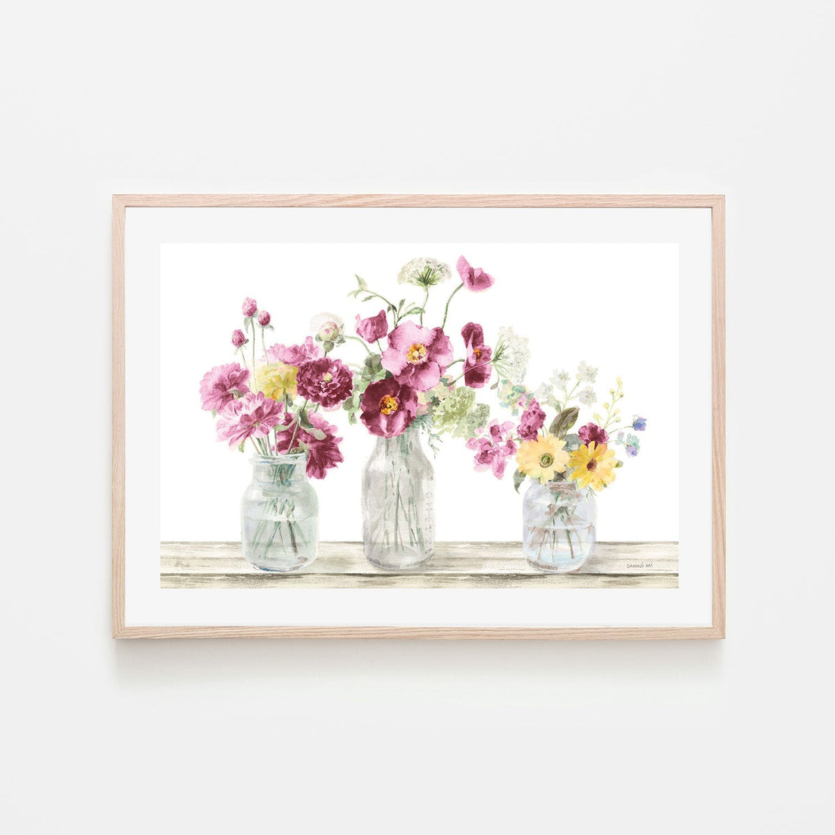 wall-art-print-canvas-poster-framed-Homegrown Summer, Pink and White-by-Danhui Nai-Gioia Wall Art