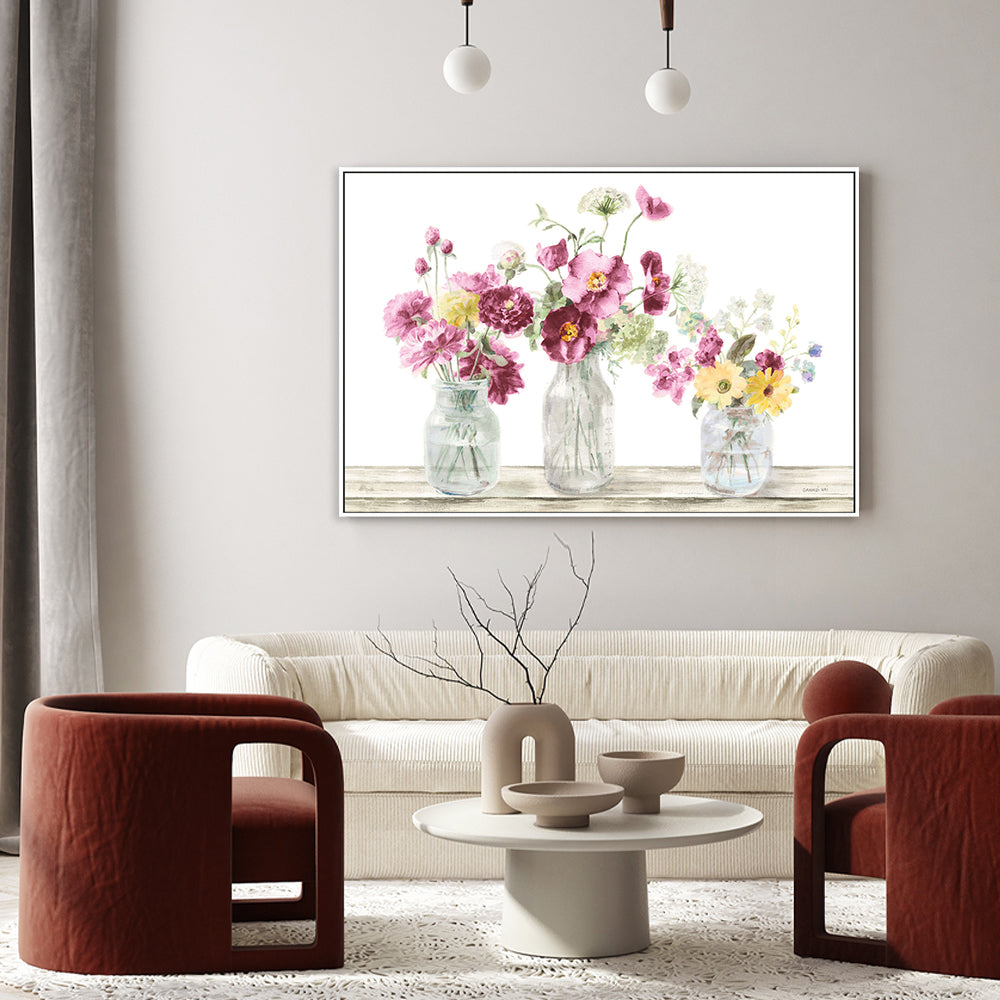wall-art-print-canvas-poster-framed-Homegrown Summer, Pink and White-by-Danhui Nai-Gioia Wall Art