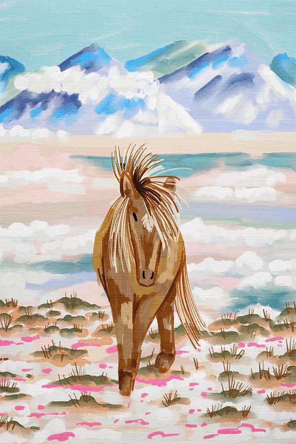 wall-art-print-canvas-poster-framed-Horse In Winter Mountain , By Kartika Paramita-1