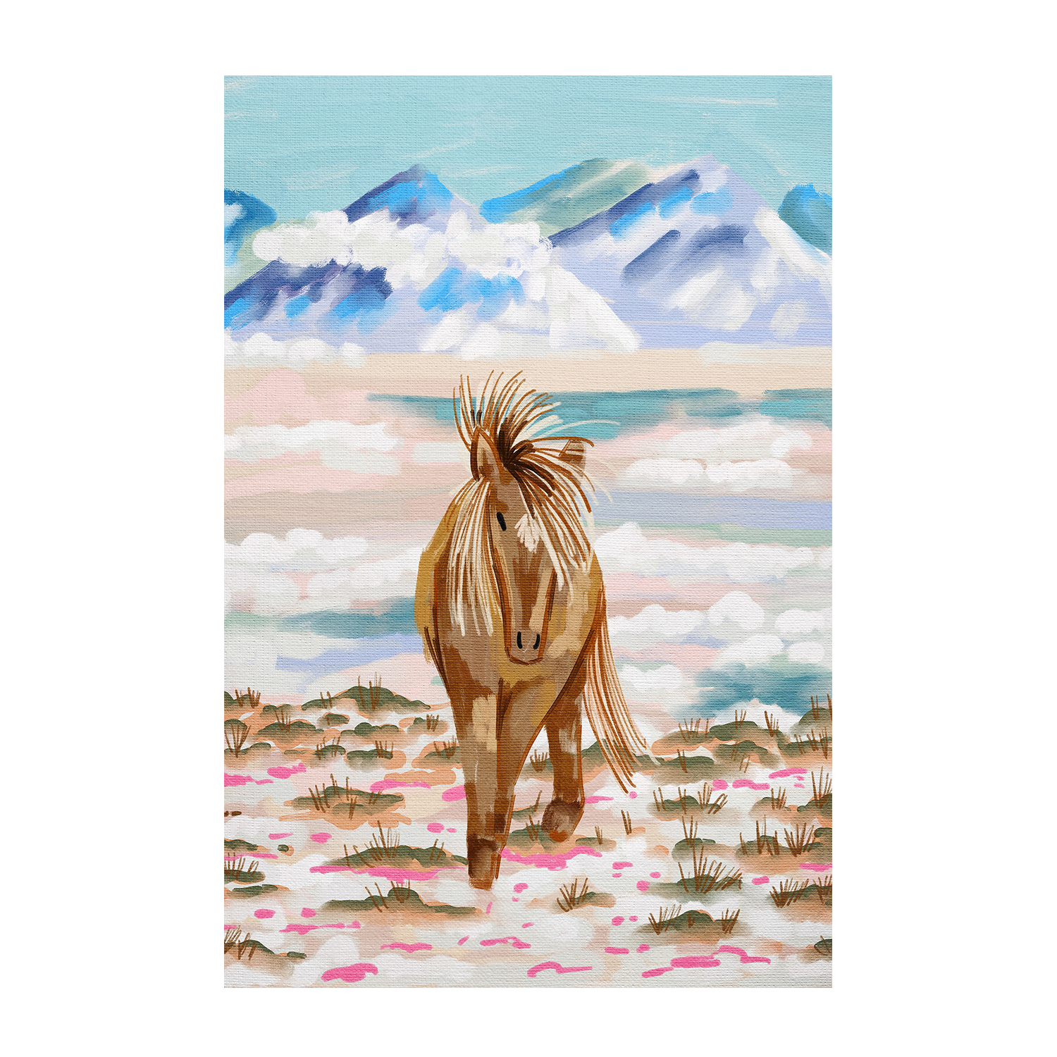 wall-art-print-canvas-poster-framed-Horse In Winter Mountain , By Kartika Paramita-2