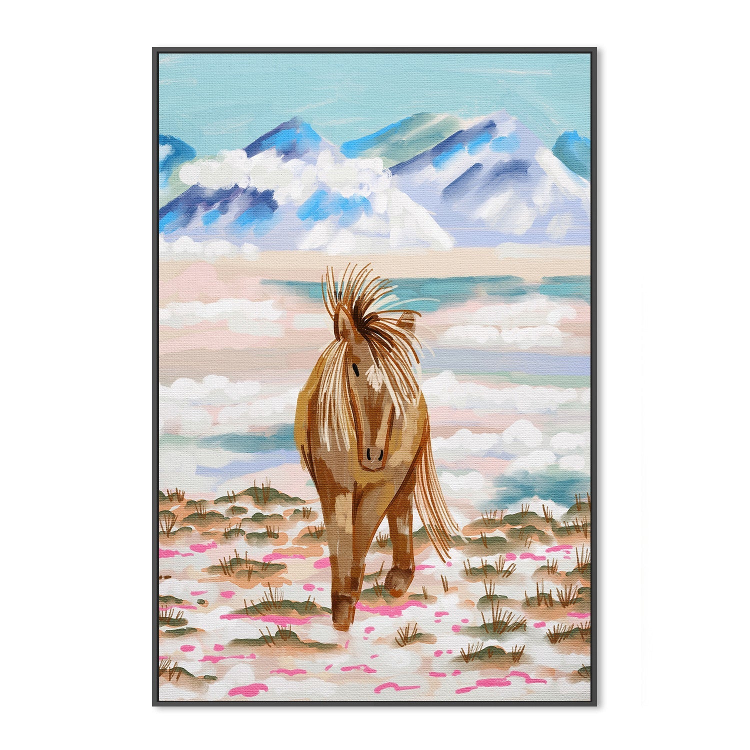 wall-art-print-canvas-poster-framed-Horse In Winter Mountain , By Kartika Paramita-4