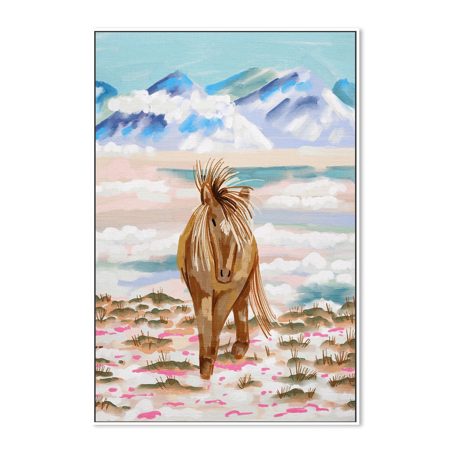 wall-art-print-canvas-poster-framed-Horse In Winter Mountain , By Kartika Paramita-6