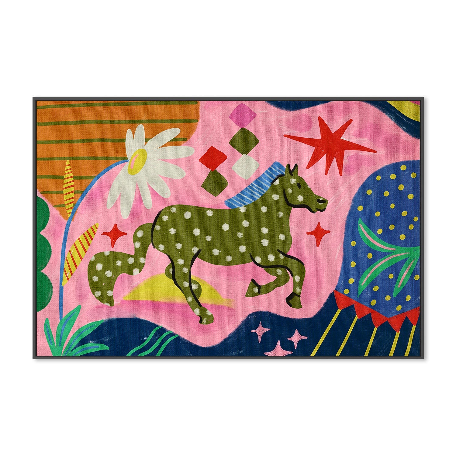 wall-art-print-canvas-poster-framed-Horse With Geometric , By Kartika Paramita-4