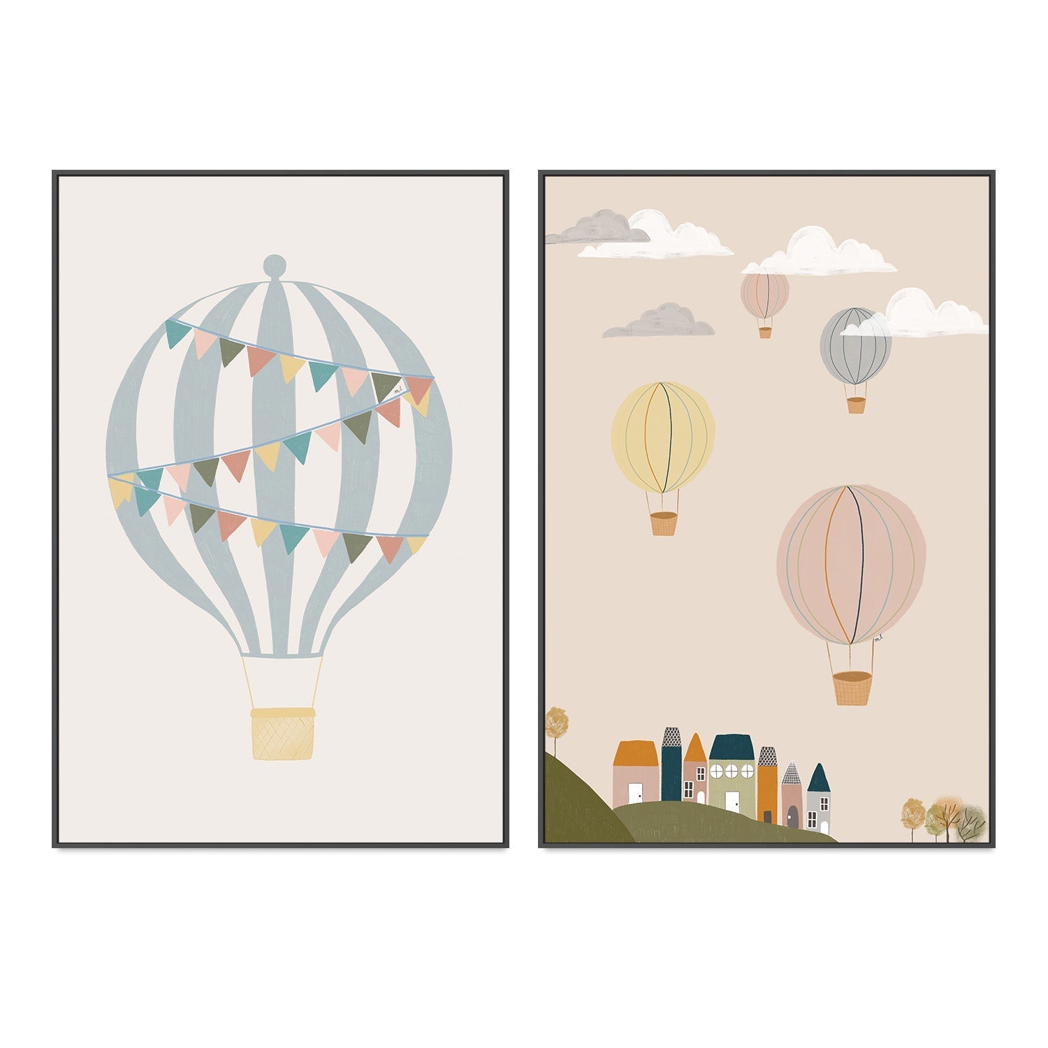 wall-art-print-canvas-poster-framed-Hot Air Balloons, Set of 2 , By Menina Lisboa-3