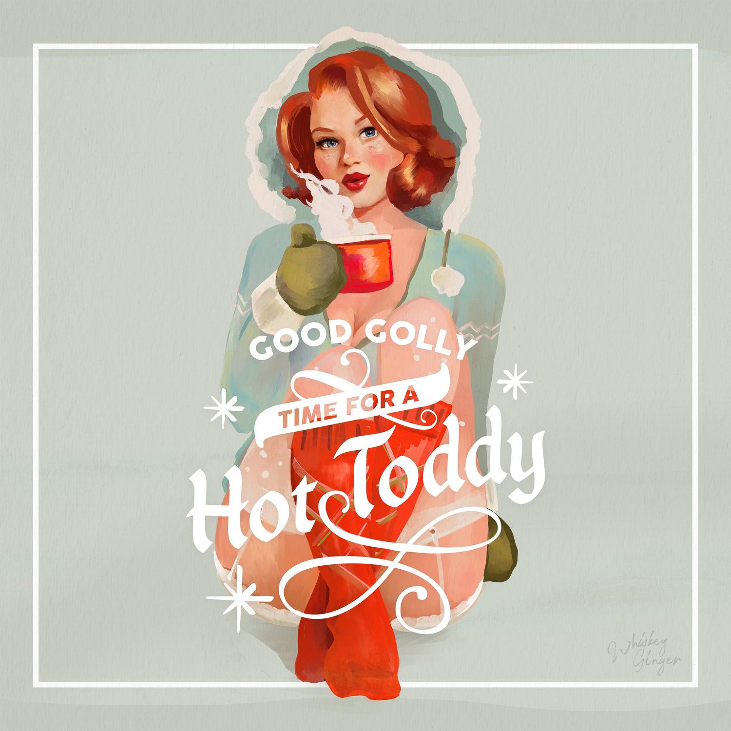 wall-art-print-canvas-poster-framed-Hot Toddy Redhead Vintage Winter Cocktail Art-1
