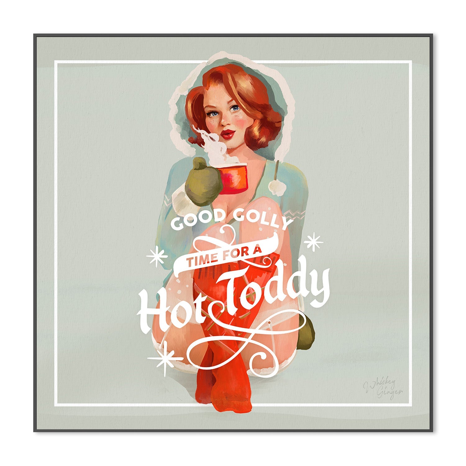 wall-art-print-canvas-poster-framed-Hot Toddy Redhead Vintage Winter Cocktail Art-3