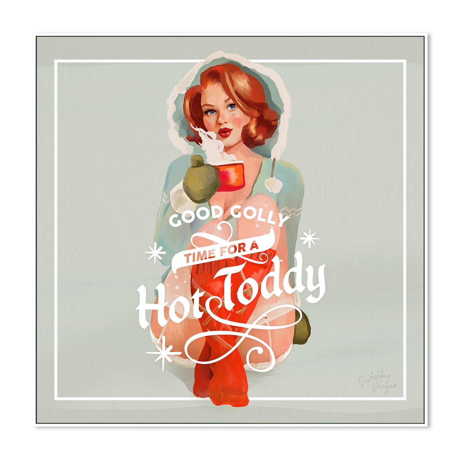 wall-art-print-canvas-poster-framed-Hot Toddy Redhead Vintage Winter Cocktail Art-5
