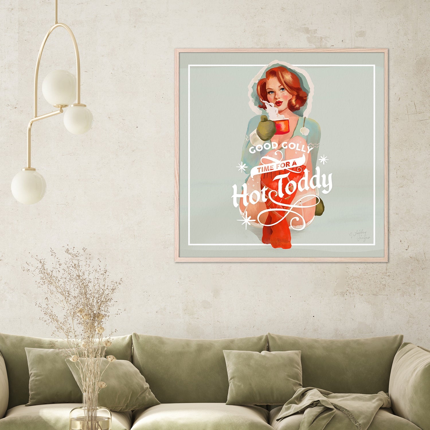 wall-art-print-canvas-poster-framed-Hot Toddy Redhead Vintage Winter Cocktail Art-7