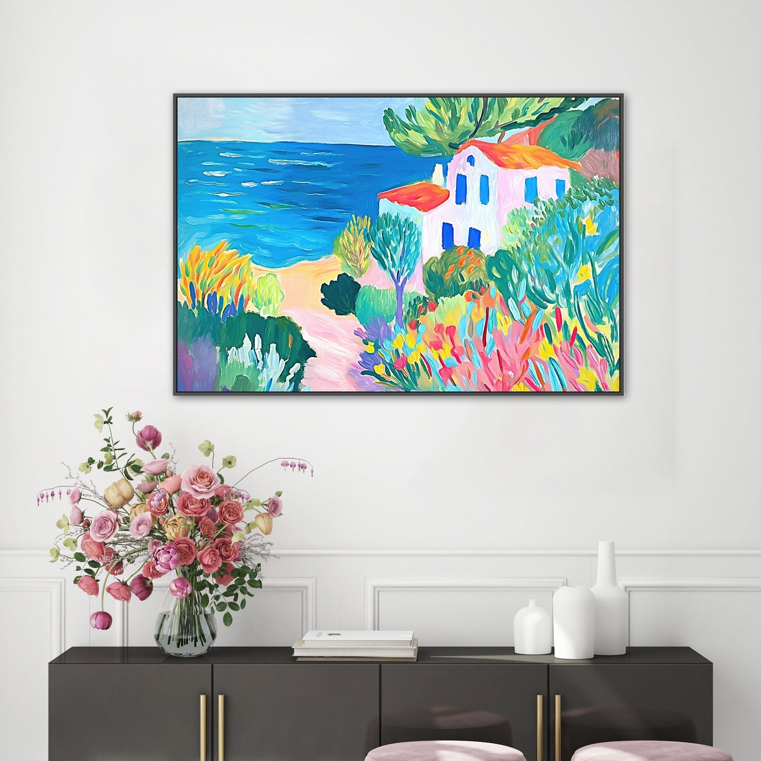 wall-art-print-canvas-poster-framed-House On The Beach , Style A , By Accent Art Studio-2