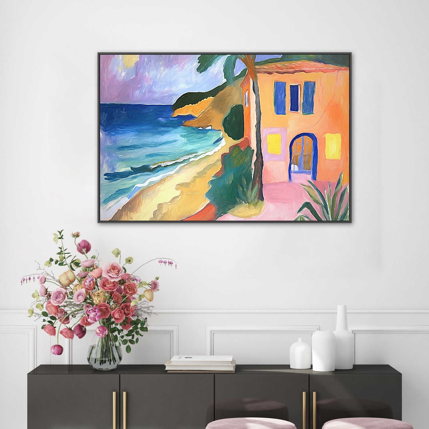 wall-art-print-canvas-poster-framed-House On The Beach , Style B , By Accent Art Studio-2