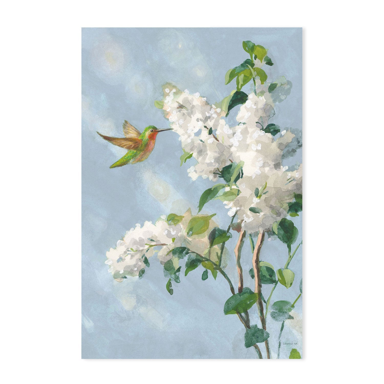 wall-art-print-canvas-poster-framed-Hummingbird Spring Soft Blue, Style B-by-Danhui Nai-Gioia Wall Art