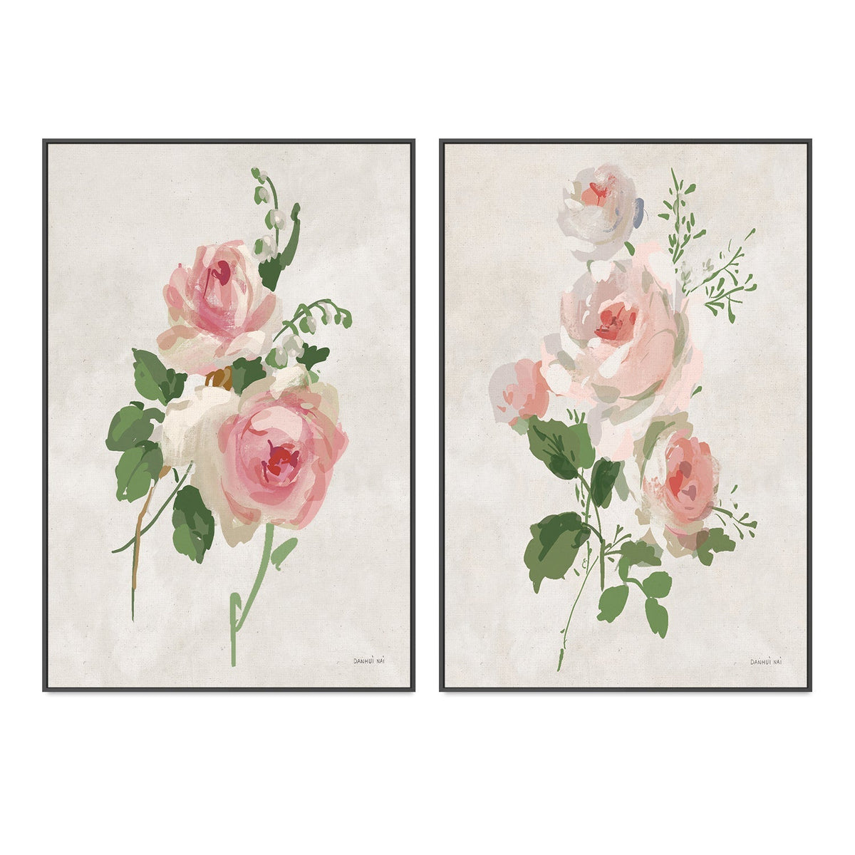 wall-art-print-canvas-poster-framed-Impressionist Garden Neutral, Style A & Style B, Set of 2 , By Danhui Nai-GIOIA-WALL-ART