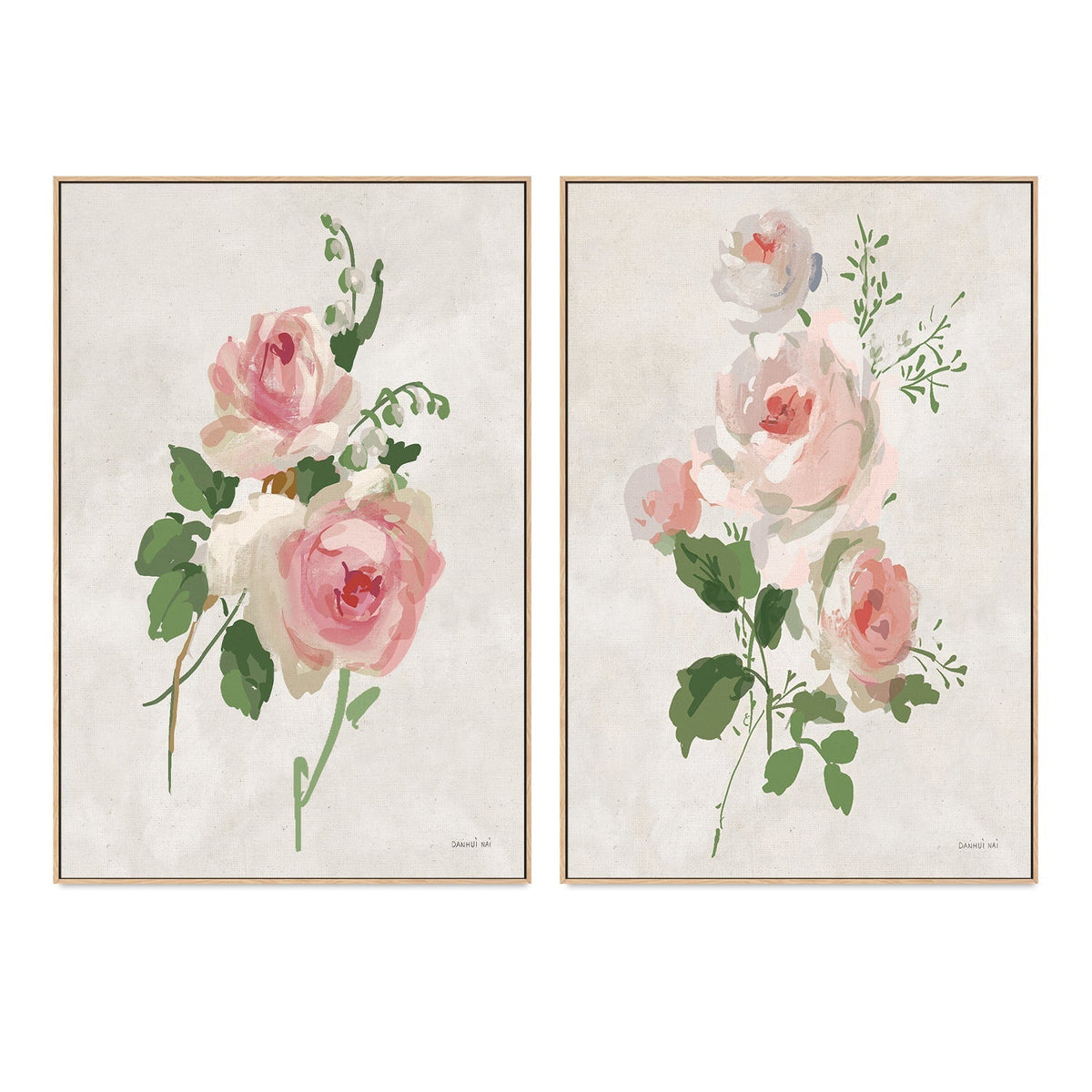 wall-art-print-canvas-poster-framed-Impressionist Garden Neutral, Style A & Style B, Set of 2 , By Danhui Nai-GIOIA-WALL-ART