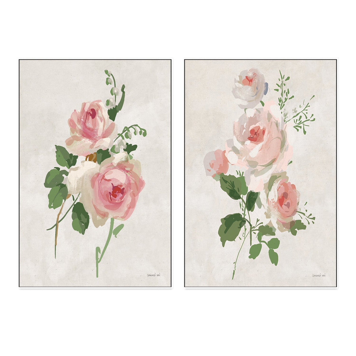 wall-art-print-canvas-poster-framed-Impressionist Garden Neutral, Style A & Style B, Set of 2 , By Danhui Nai-GIOIA-WALL-ART