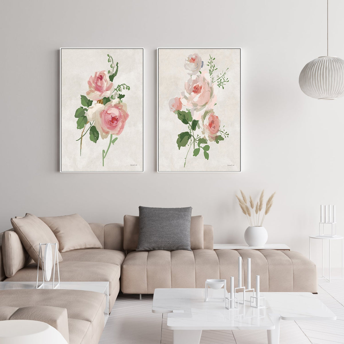 wall-art-print-canvas-poster-framed-Impressionist Garden Neutral, Style A & Style B, Set of 2 , By Danhui Nai-GIOIA-WALL-ART