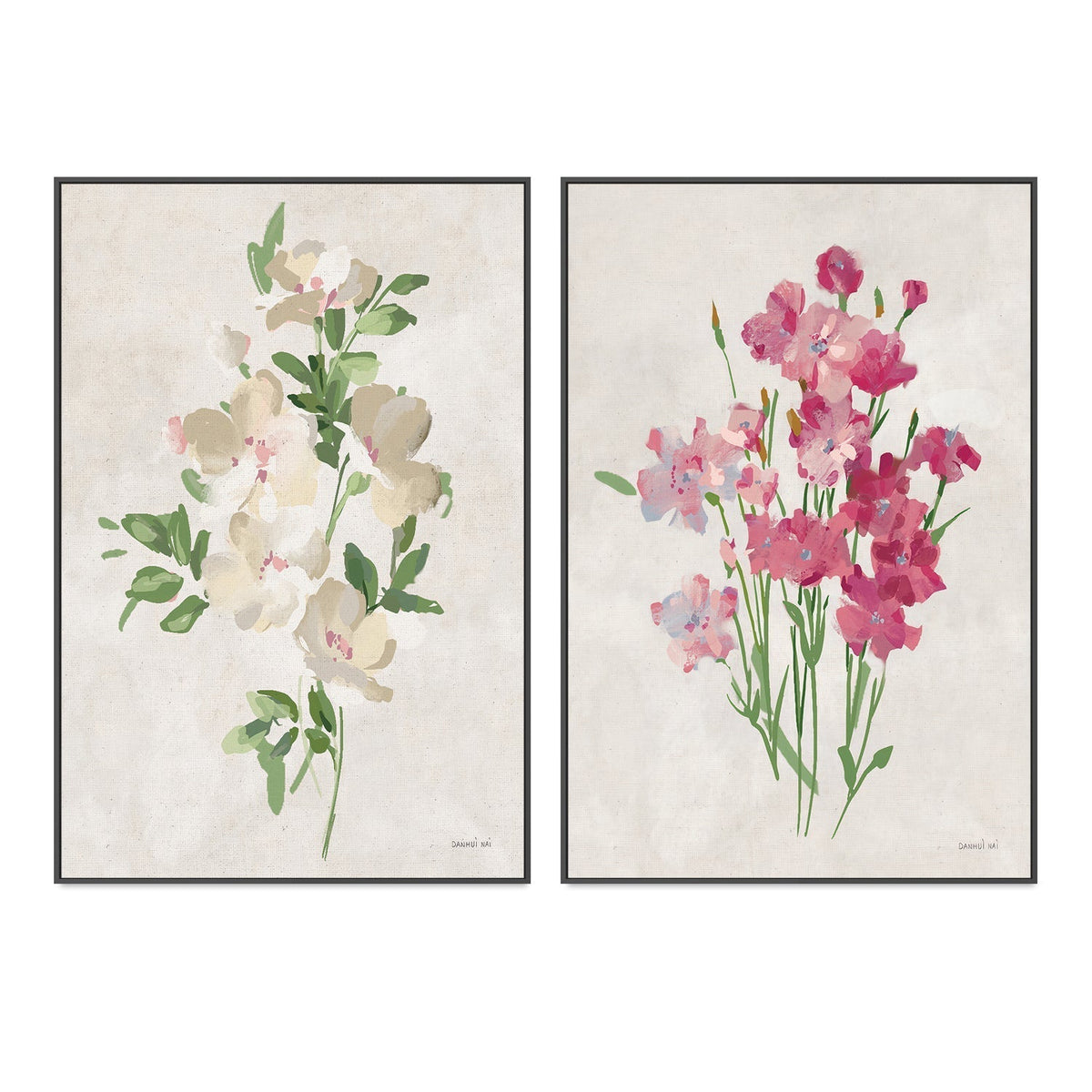 wall-art-print-canvas-poster-framed-Impressionist Garden Neutral, Style B & Style C, Set Of 2 , By Danhui Nai-GIOIA-WALL-ART