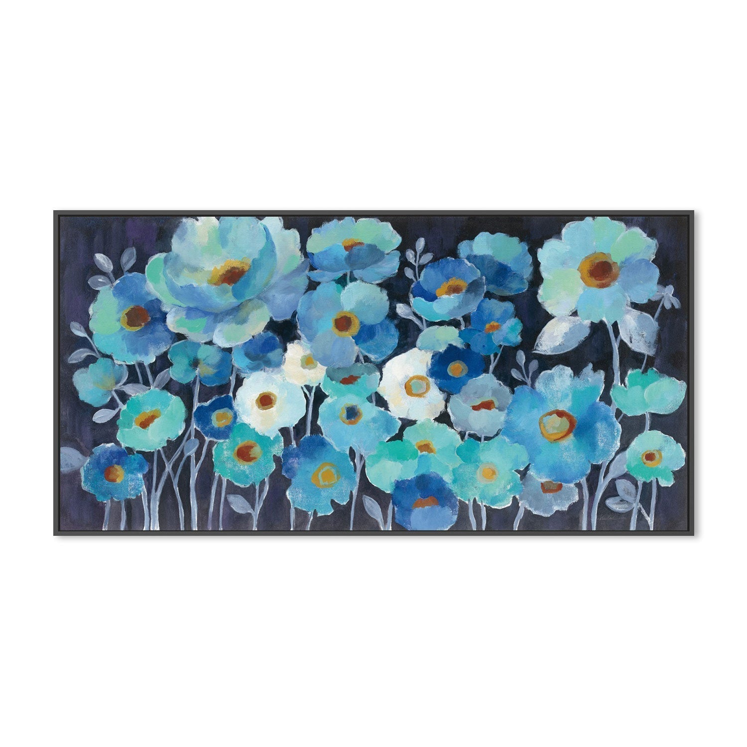 wall-art-print-canvas-poster-framed-Indigo Flowers-by-Silvia Vassileva-Gioia Wall Art