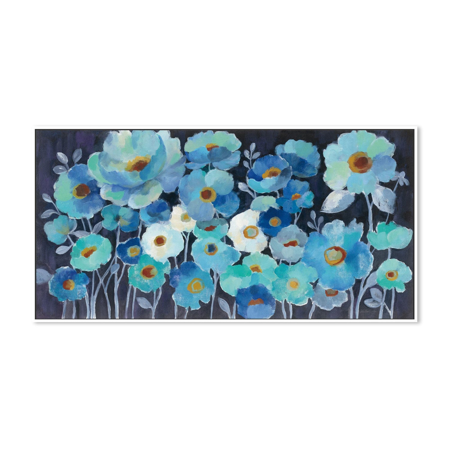 wall-art-print-canvas-poster-framed-Indigo Flowers-by-Silvia Vassileva-Gioia Wall Art