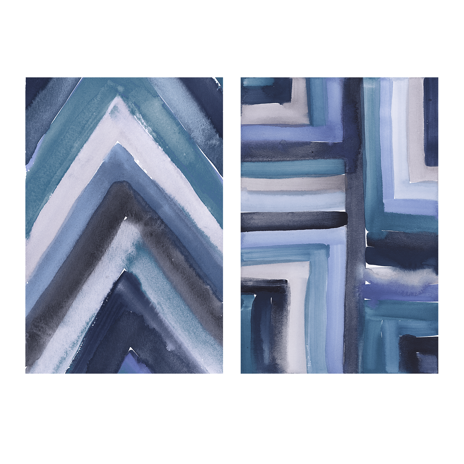 wall-art-print-canvas-poster-framed-Indigo River, Style A & B, Set Of 2 , By Aubrey-1