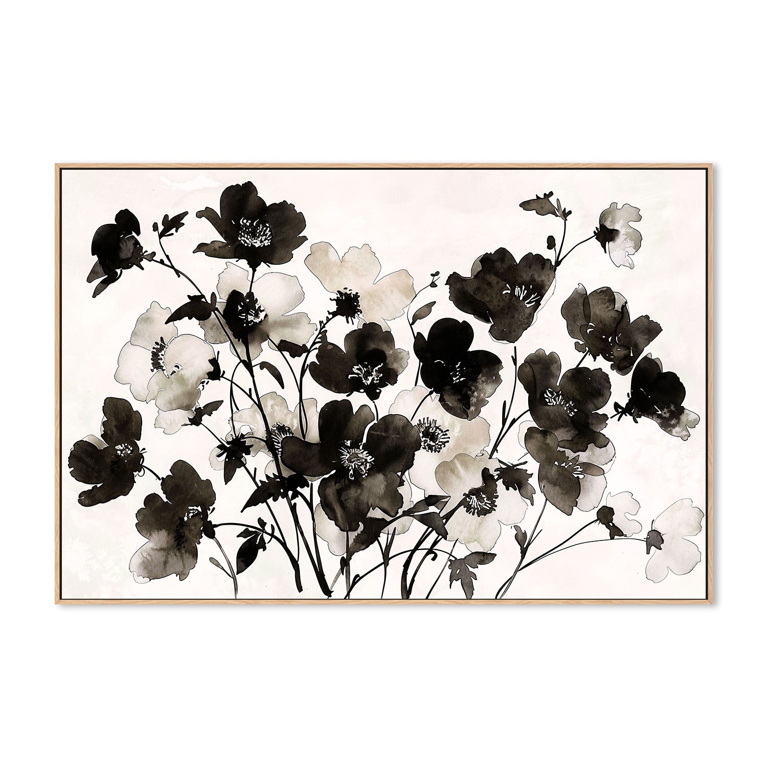 wall-art-print-canvas-poster-framed-Ink Florals, Style B-4