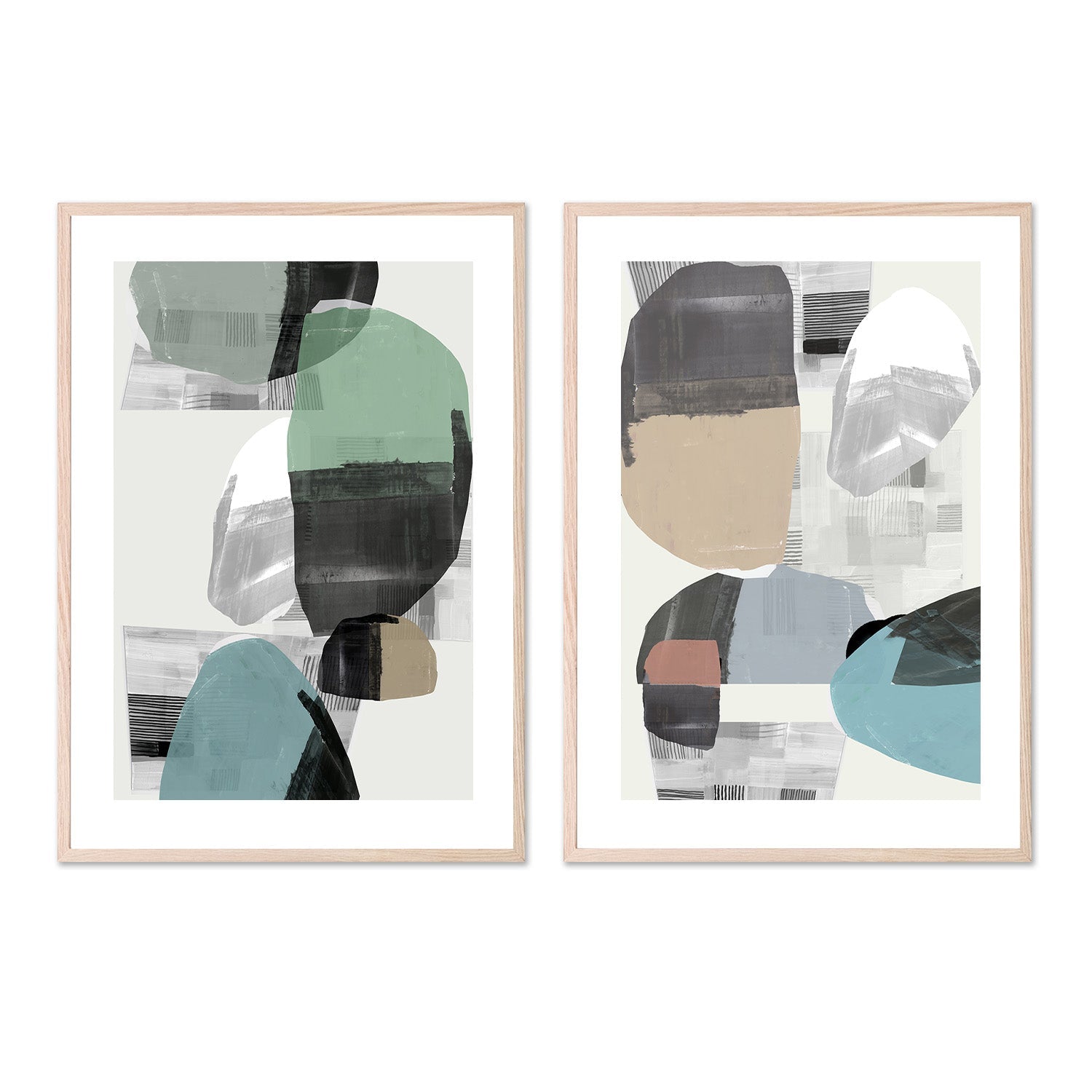 wall-art-print-canvas-poster-framed-Inky Stripes and Blobs, Style A & B, Set Of 2 , By Cartissi-6