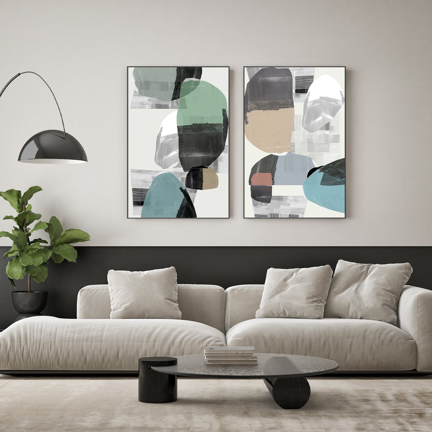 wall-art-print-canvas-poster-framed-Inky Stripes and Blobs, Style A & B, Set Of 2 , By Cartissi-7