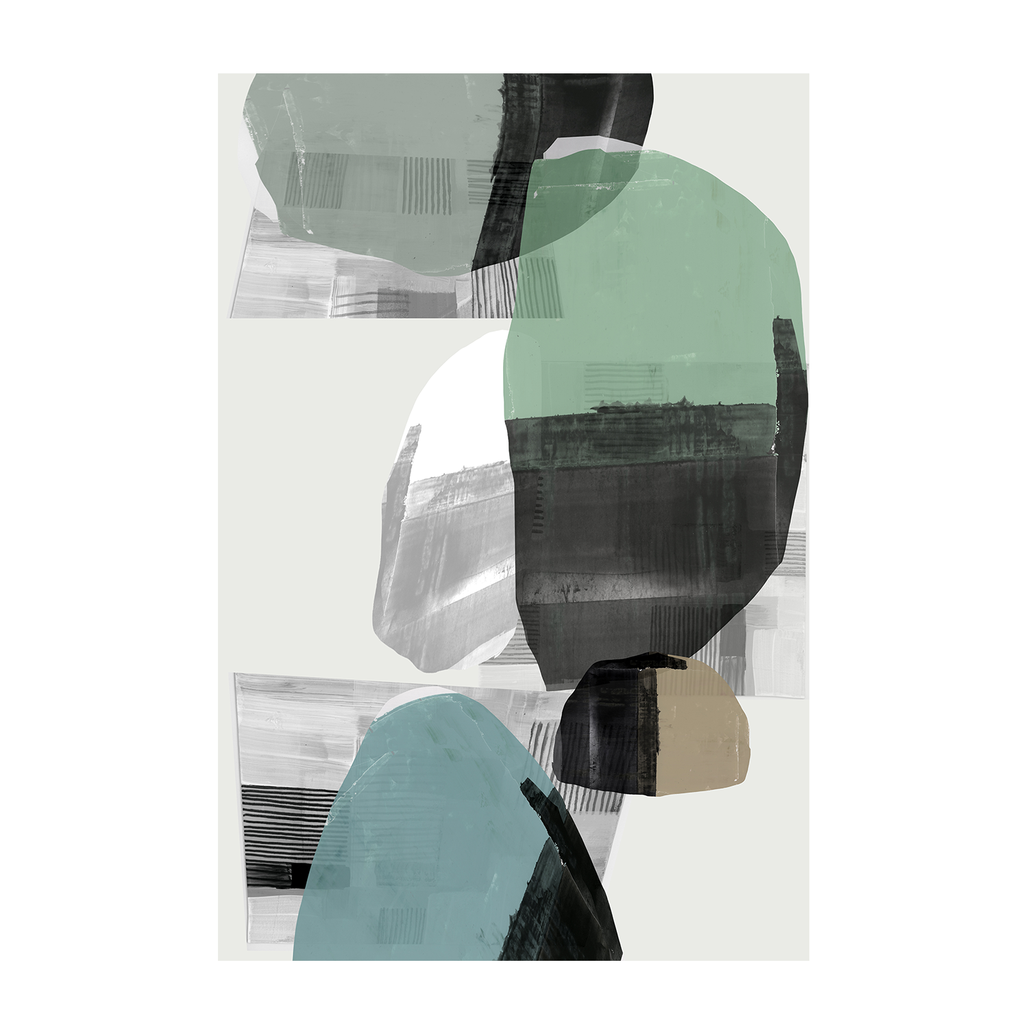 wall-art-print-canvas-poster-framed-Inky Stripes and Blobs, Style A , By Cartissi-1