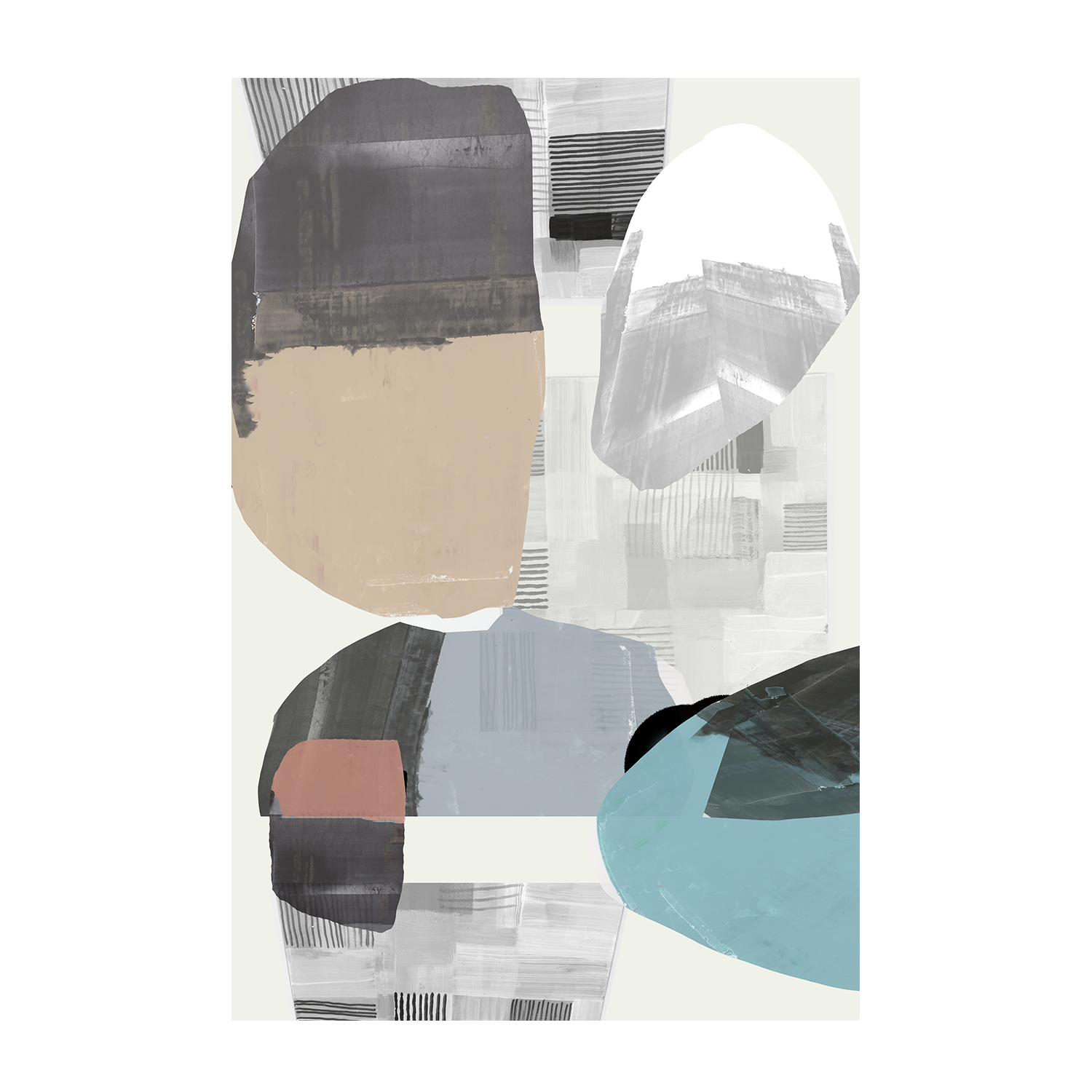 wall-art-print-canvas-poster-framed-Inky Stripes and Blobs, Style B , By Cartissi-1