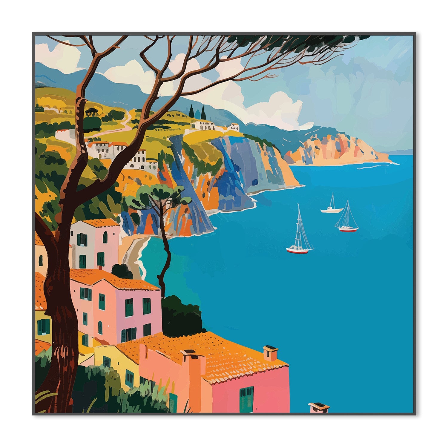 wall-art-print-canvas-poster-framed-Italian Coast, Style A-3
