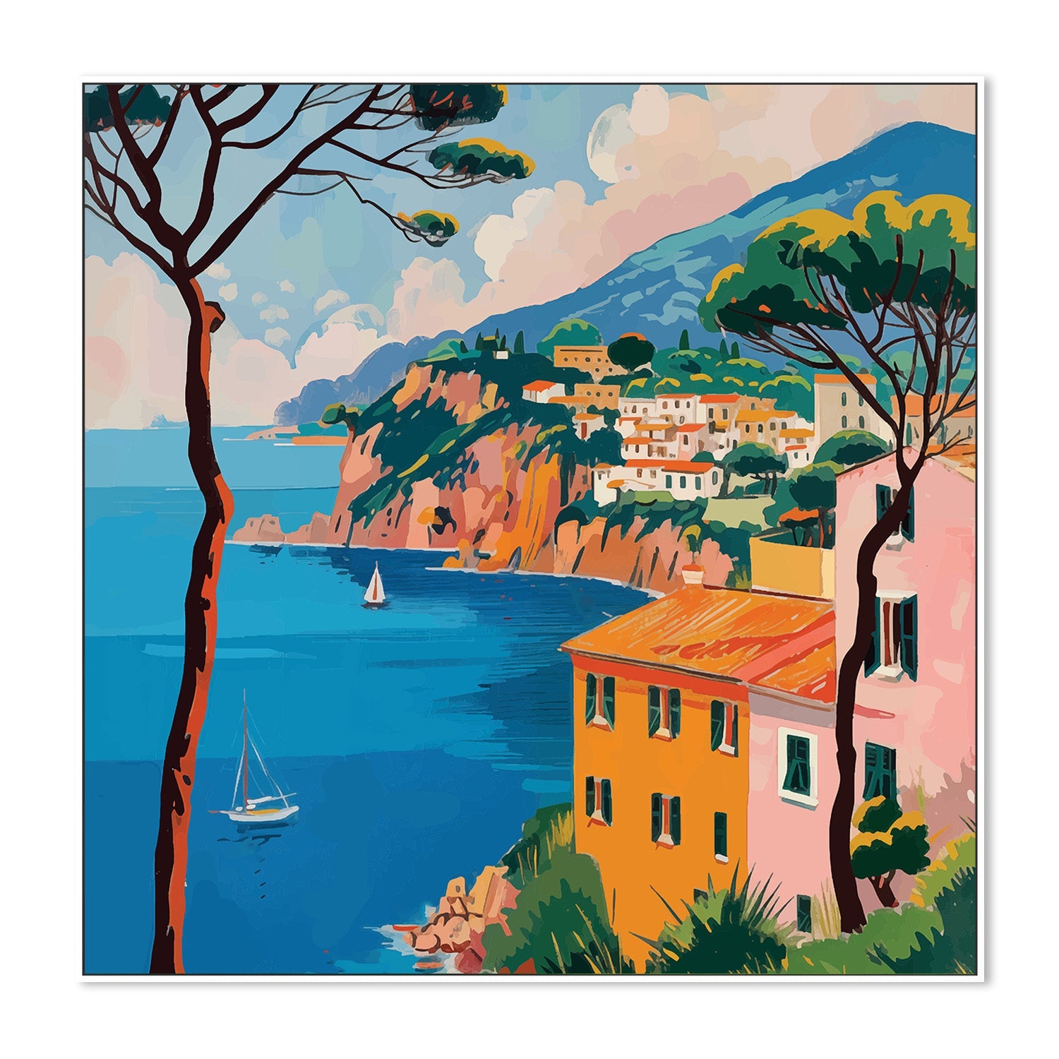 wall-art-print-canvas-poster-framed-Italian Coast, Style B-5