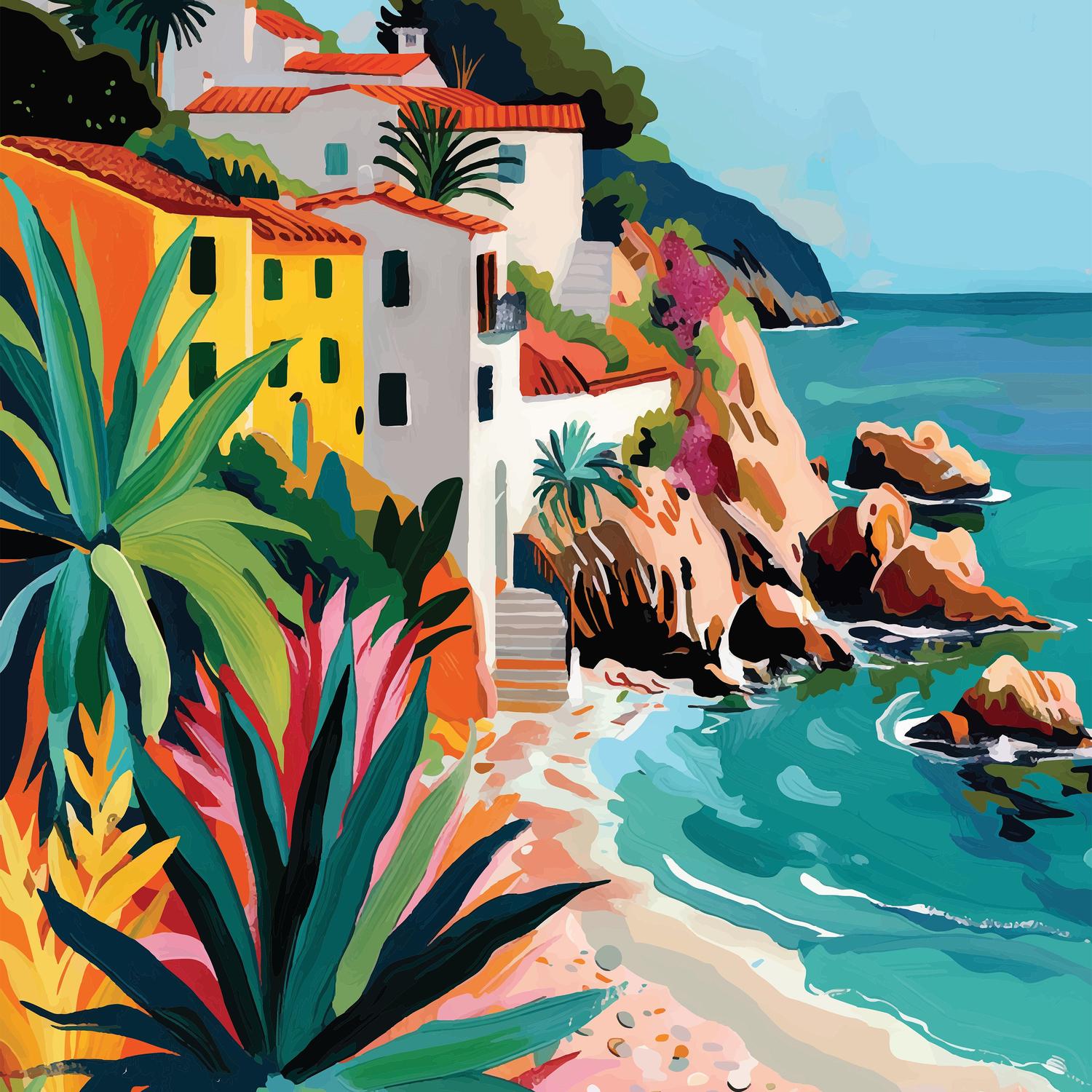 wall-art-print-canvas-poster-framed-Italian Coast, Style C-1